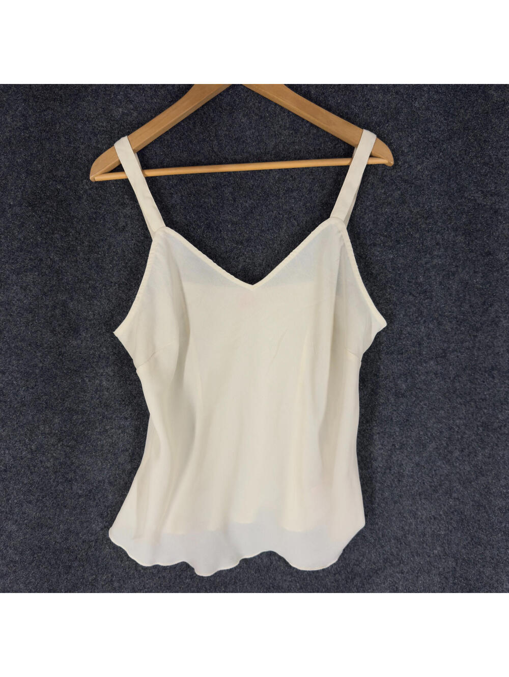 Unbranded Blouse Women 14 Beige V-Neck Sleeveless Wide Strap Casual Solid